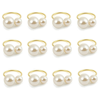 Dvinana Pearl Napkin Rings - Gold, 6/12/24Pcs for Weddings & Dining Decor