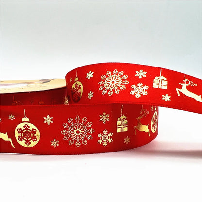 5 Yards 1 Inch Christmas Printed Ribbon - Polyester for DIY & Gift Wrapping