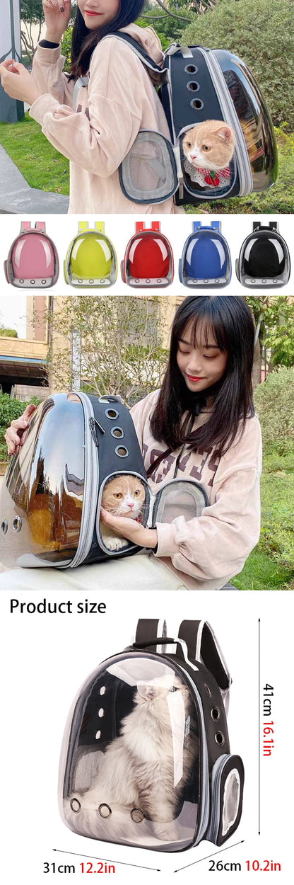 Pet Carrier Backpack Transparent Capsule Bubble Pet Backpack Small Animal Puppy Kitty Bird Breathable Pet Carrier for Travel