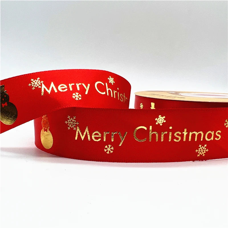 5 Yards 1 Inch Christmas Printed Ribbon - Polyester for DIY & Gift Wrapping