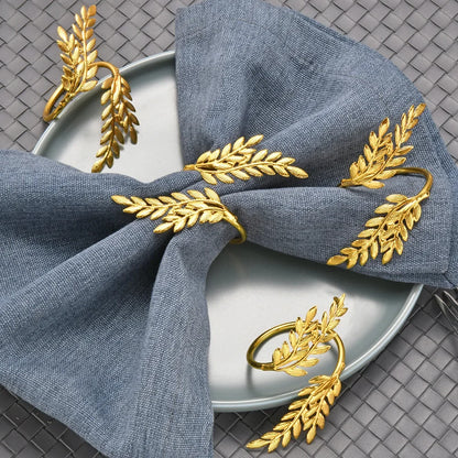 Gold Leaf Napkin Rings – 2/6pcs for Thanksgiving, Christmas, Weddings & Table Décor