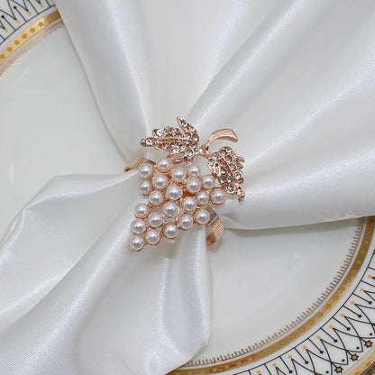 Dvianna 6-Piece Pearl Grape Napkin Rings for Christmas, Weddings, and Parties - HWP02