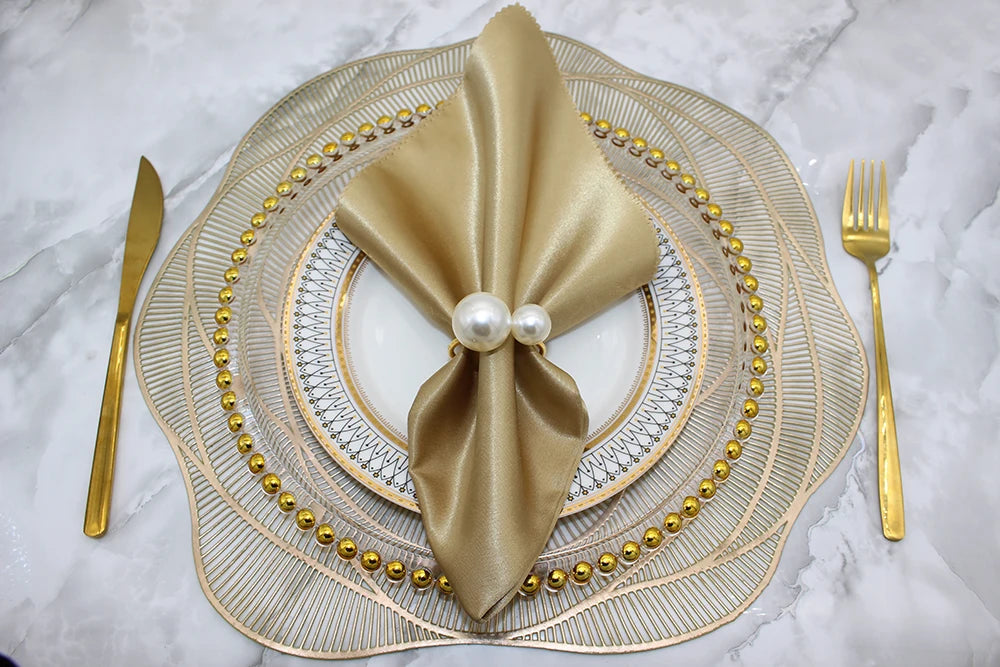 Dvinana Pearl Napkin Rings - Gold, 6/12/24Pcs for Weddings & Dining Decor