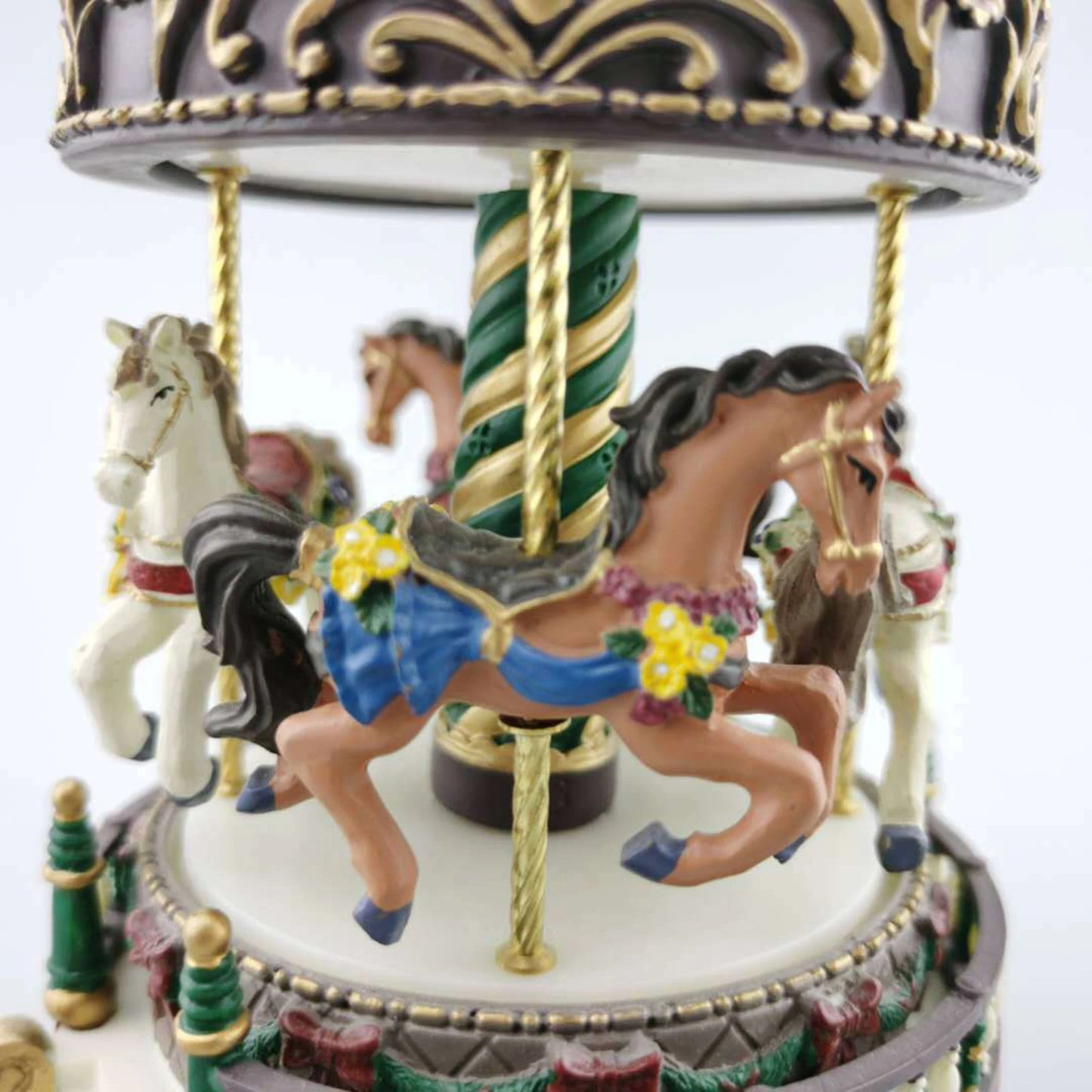 Christmas Carousel Music Box - Creative Resin Craft Ornament with 100 Melodies