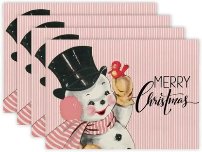 Pink Stripe Christmas Placemats