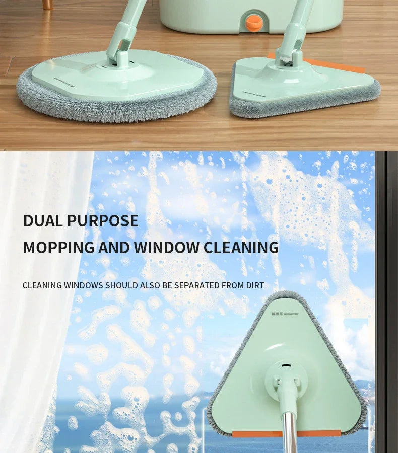 Rotating Mop Microfibers Mop and Bucket Set Floor Washing Mops Triangle Window Washing Mop Household Cleaning Tools for Home