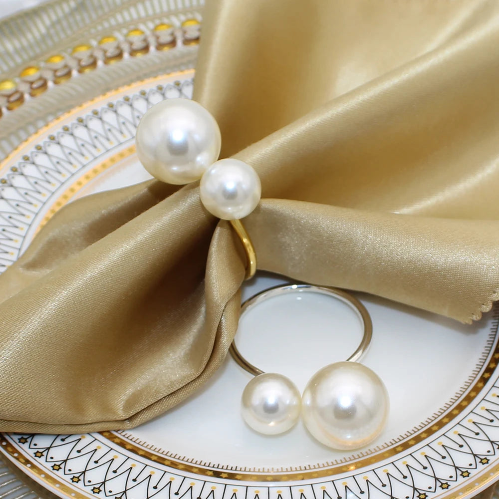 Dvinana Pearl Napkin Rings - Gold, 6/12/24Pcs for Weddings & Dining Decor