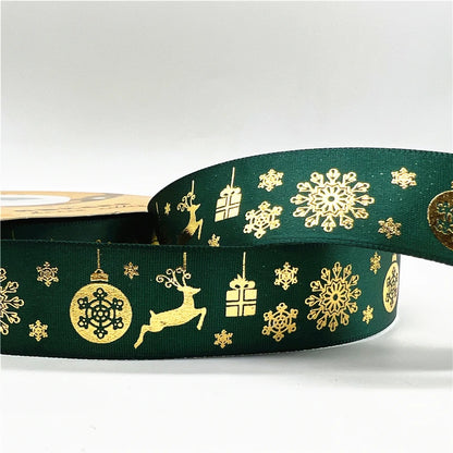 5 Yards 1 Inch Christmas Printed Ribbon - Polyester for DIY & Gift Wrapping