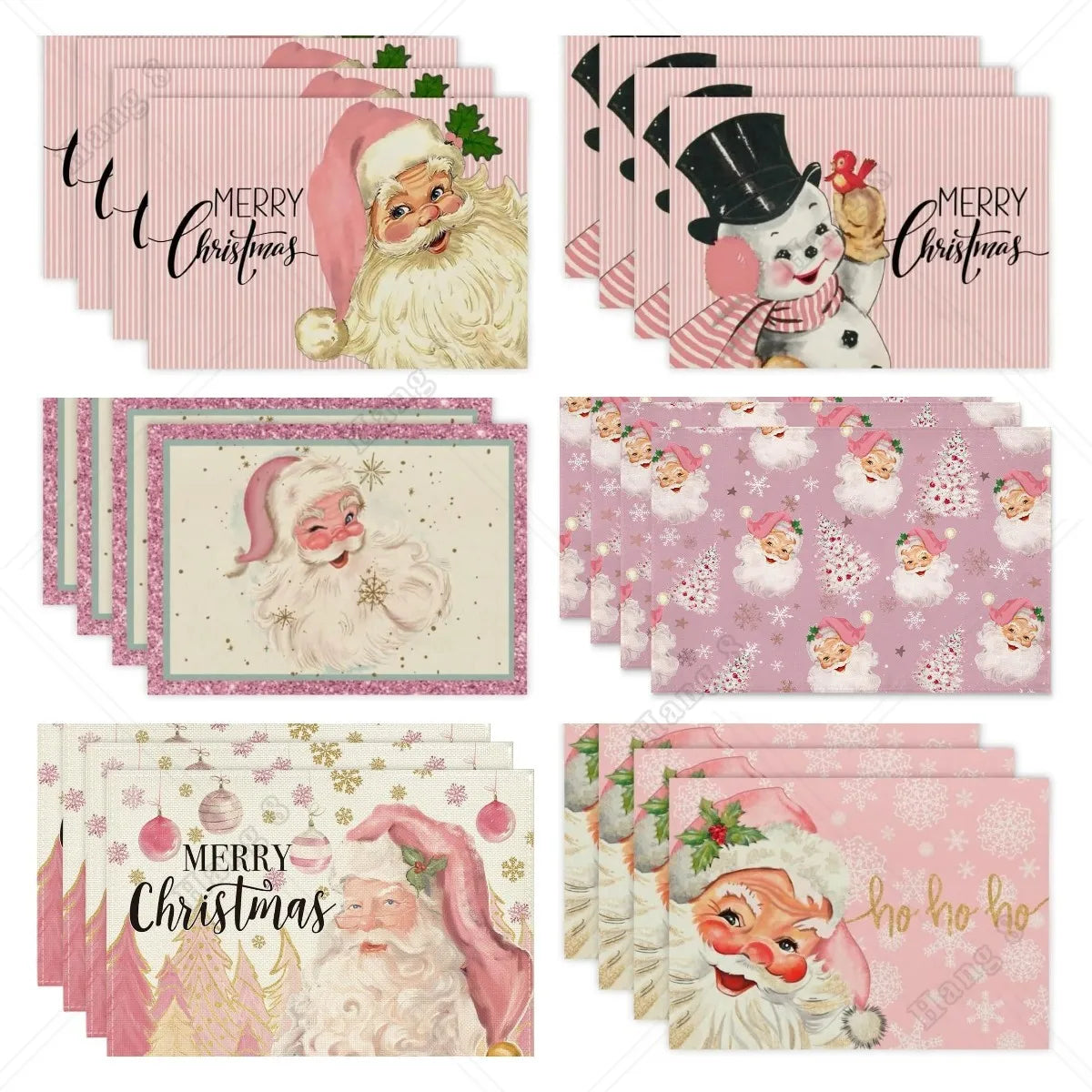 Pink Stripe Christmas Placemats