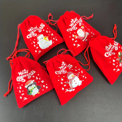 12Pcs Velvet Christmas Gift Bags with Drawstring