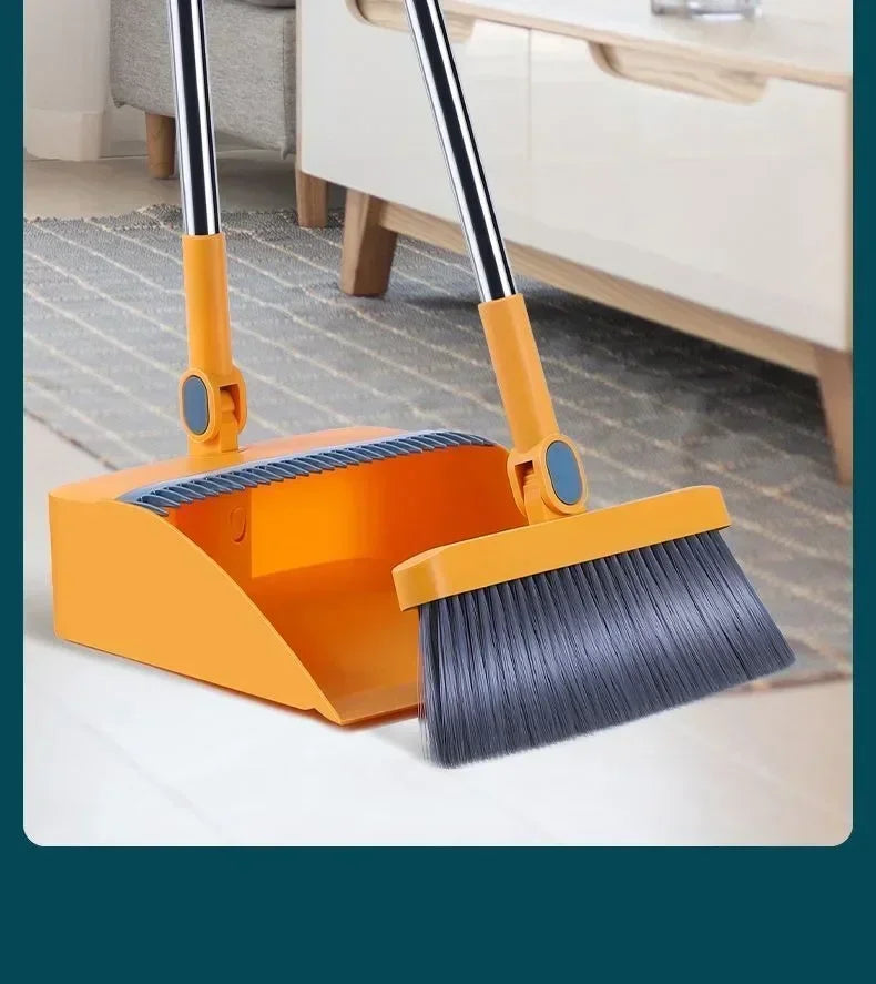 Broom and Dustpan Set Folding Household Plastic Sweeping Kitchen Wood Floor Pet Hair Broom and Scoop Set Tools Cleaning Product