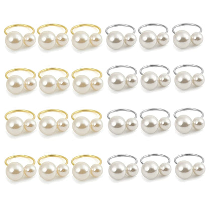 Dvinana Pearl Napkin Rings - Gold, 6/12/24Pcs for Weddings & Dining Decor