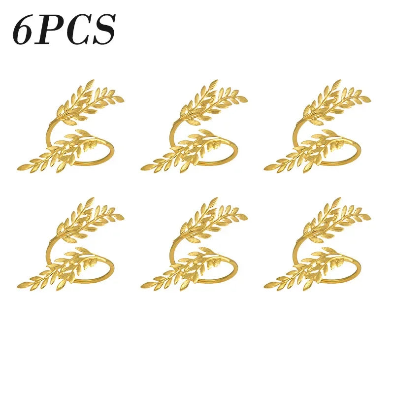 Gold Leaf Napkin Rings – 2/6pcs for Thanksgiving, Christmas, Weddings & Table Décor