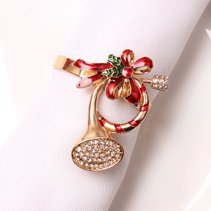 4PCS Christmas Tree Napkin Ring,Festiva Table Napkin Buckle,Diamond Deer Crafts Holder Christmas Wedding Party Supplies Decor