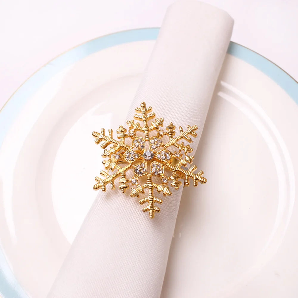 4PCS Christmas Tree Napkin Ring,Festiva Table Napkin Buckle,Diamond Deer Crafts Holder Christmas Wedding Party Supplies Decor