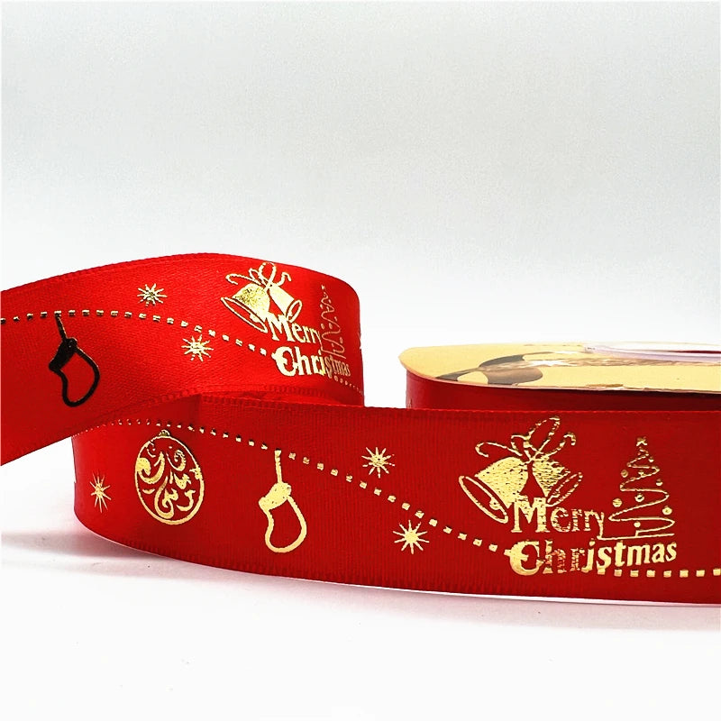 5 Yards 1 Inch Christmas Printed Ribbon - Polyester for DIY & Gift Wrapping