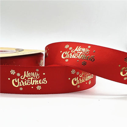 5 Yards 1 Inch Christmas Printed Ribbon - Polyester for DIY & Gift Wrapping