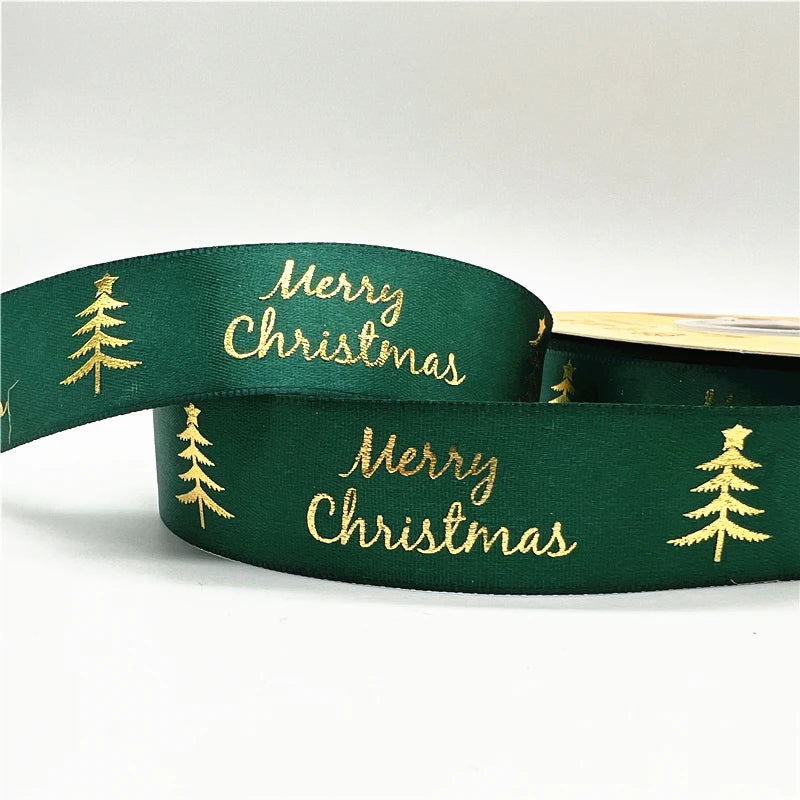 5 Yards 1 Inch Christmas Printed Ribbon - Polyester for DIY & Gift Wrapping