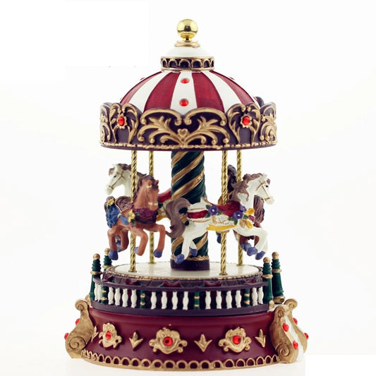 Christmas Carousel Music Box - Creative Resin Craft Ornament with 100 Melodies