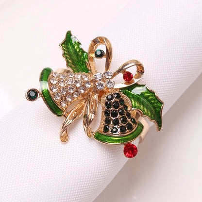 4PCS Christmas Tree Napkin Ring,Festiva Table Napkin Buckle,Diamond Deer Crafts Holder Christmas Wedding Party Supplies Decor